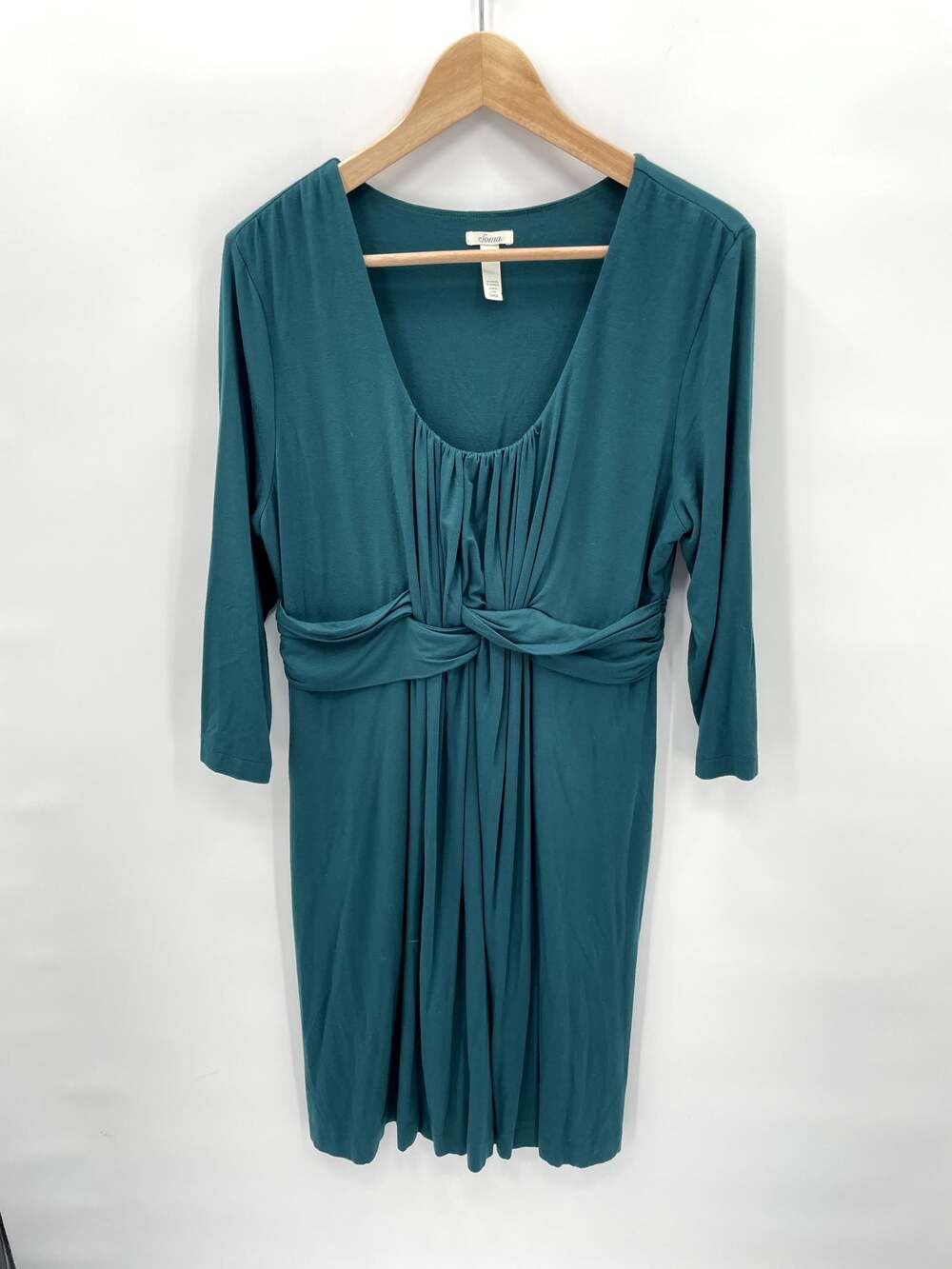 SOMA 3/4 Sleeve Stretch Jersey Midi Dress // L
